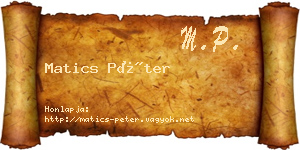 Matics Péter névjegykártya