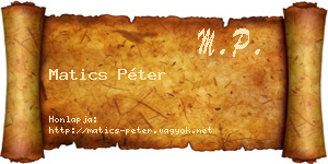 Matics Péter névjegykártya